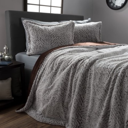Hastings Home King Faux Mink Fur Comforter Set 549812UYD